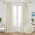 DriftAway 100% Blackout Plaid Linen Curtains 90 Inches Long 2 Panels Taupe | by DriftAway