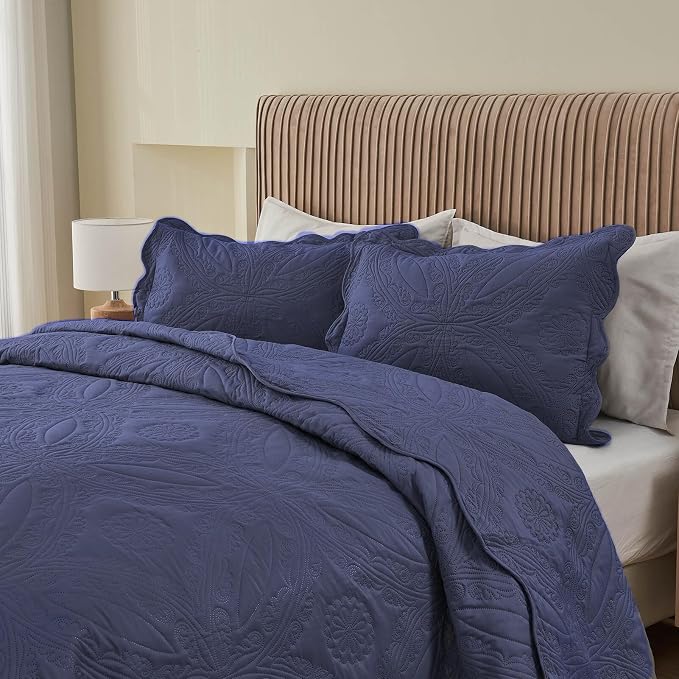 Kingnex King Size Bedspread Soft Lightweight Quilted Coverlet Set 3 Pieces 1 - Image 7