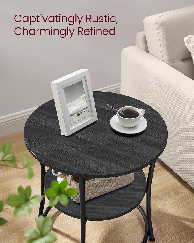 VASAGLE 21.7-Inch Round Side Table, 2-Tier End Table | Nightstand - Image 4