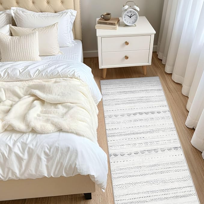 Nakagishi Boho 2x6 Runner Rug Machine Washable Rugs Non Slip Gray | Soft - Image 7