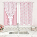 Yinhua Pink Kitchen Curtains 36 Inch Length Double Layer Blackout Cafe Curtains by yinhua