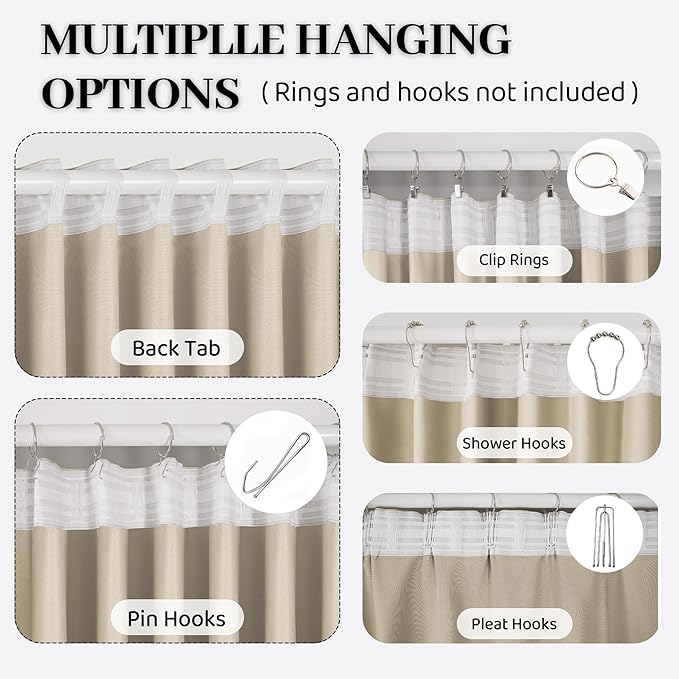 3-in-1 Layers Soundproof Fully Blackout Curtains 72 inch, Noise Canceling Thermal Insulated Back Tab Drapes for Living Room Kids Bedroom, with Hooks, Beige 50x72 Inch 1 Panel