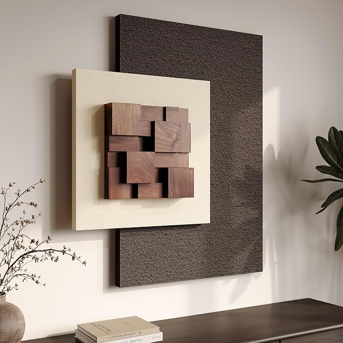 Cuspin 3D Wood Textured Large Neutral Abstract Wall Art, 1 Piece | Beige brown by Cuspin