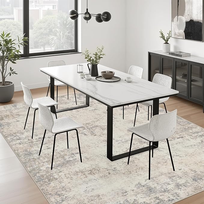 5x8 Area Rug Living Room: Modern Washable Soft Carpet Brown Beige | - Image 5