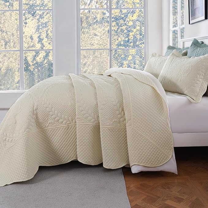 EVENHUG Oversized King Bedspreads California King Quilt Set - Image 5
