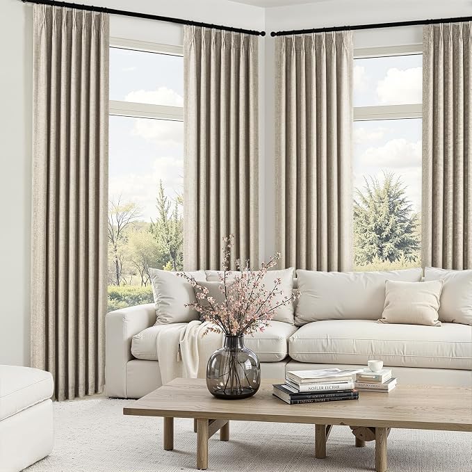 Topfinel Burlywood 100 Inches Long Linen Curtains - Image 7