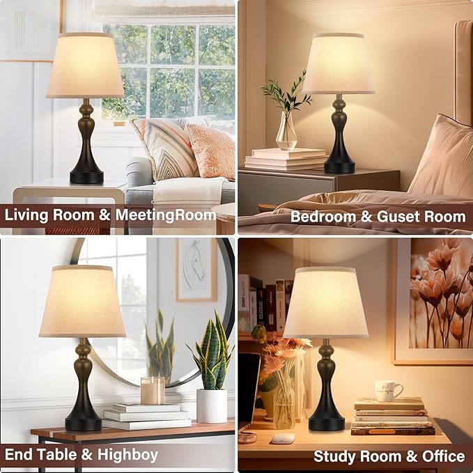 Touch Lamps for Nightstand, 3 Way Dimmable Bedside Lamps - Image 4
