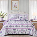 Anibedding Purple Queen Quilt Set, 3 Pieces Floral Pattern Quilts Bedspread | by Anibedding