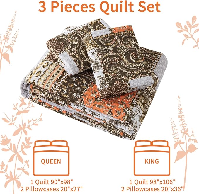 VAPUTAR Quilts Queen Size Fall, 100% Cotton Face Quilted Bedspread Coverlet | - Image 6
