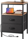 Huuger Night Stand with Charger Station, 27.7 Inch Tall Nightstand | Bed Side by Huuger