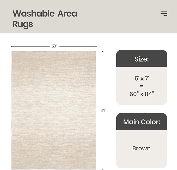 Washable Rugs 5x7, Non Slip Large Area Rugs - Image 2