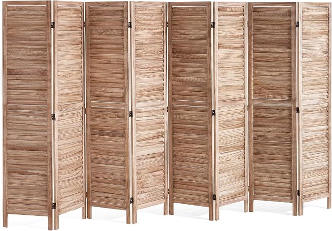 VEVOR Wood Room Divider, 8 Panel Wood Folding Privacy Screen, 66.9 Inches Tall by VEVOR