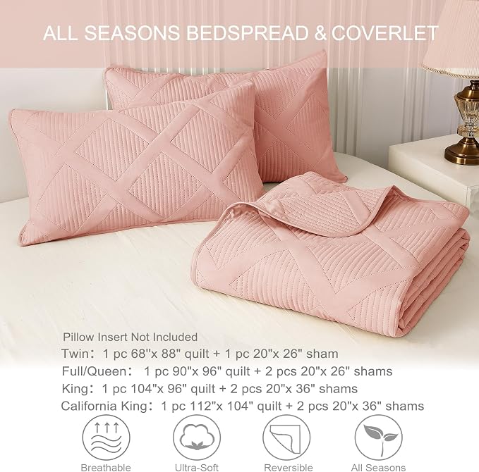Exclusivo Mezcla Quilt King Size, Blush Pink | Soft Bedspreads - Image 6