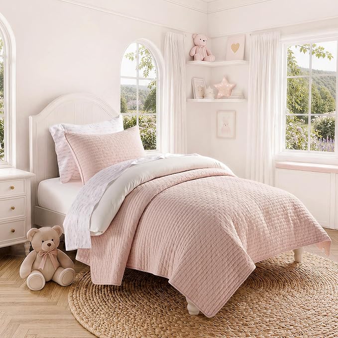 100% Cotton Cross Stitch Quilt Set, Ballet Pink | 100% Cotton, Elegant Cross - Image 6