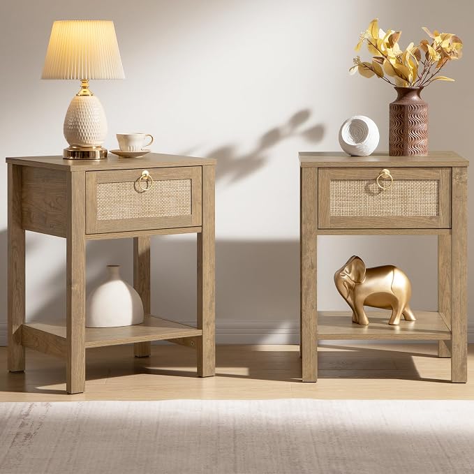 SICOTAS Rattan Nightstand Set of 2 by SICOTAS