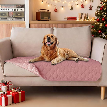 gogobunny 3X Stronger Waterproof Pet Blanket, Scratch Proof Furniture Protector for Dogs Cats, Reversible Cover 32x53 Inch, Dark Pink/Light Pink