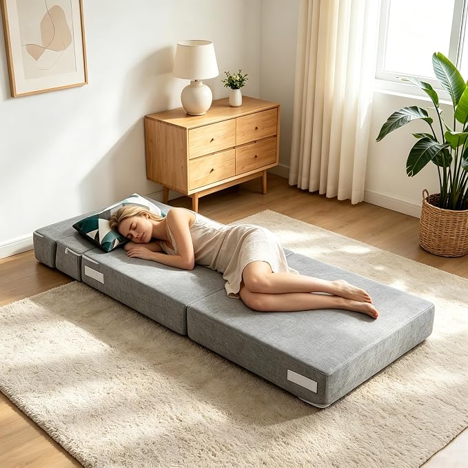 ANONER Folding Sofa Bed Couch Memory Foam Fold Out Chair Bed - Image 5