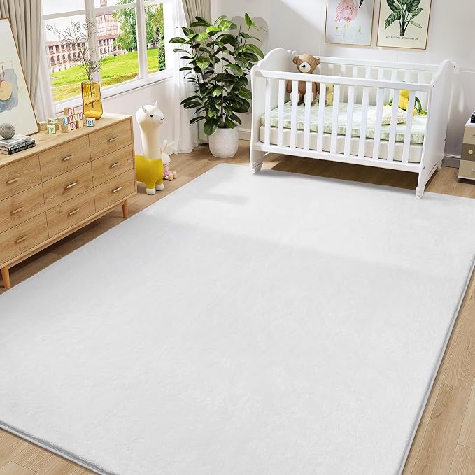Modern Area Rugs for Bedroom Living Room, 4x6 White Memory Foam Rug | Thickened - Image 6