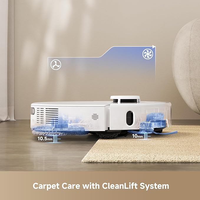 Mova P50 Ultra Robot Vacuum Cleaner with Flexible Mop, 19,000 Pa Suction Power with Anti-Tangle Brush, Corner and Edge Cleaning, 167℉ Automatic Cleaning & Self-Drying & Cleaning, Auto Empty & Refill