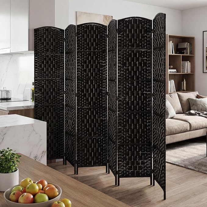 HOMCOM Room Divider 6-Panel, 6FT-Tall Folding Privacy Screen, Coffee | - Image 6