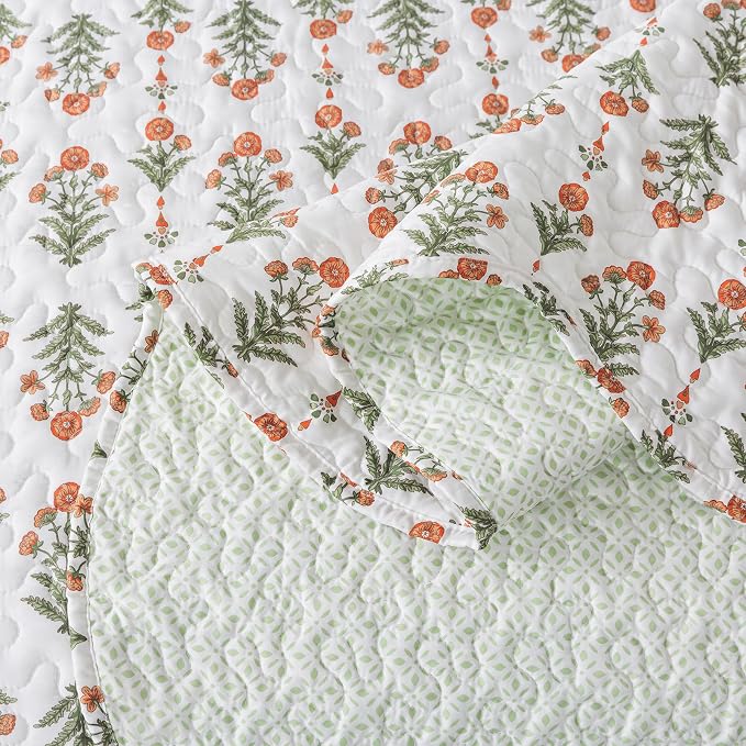 3-Piece Quilt Set Quilted Bedspread Lightweight Coverlet Set Garden Style - Image 5