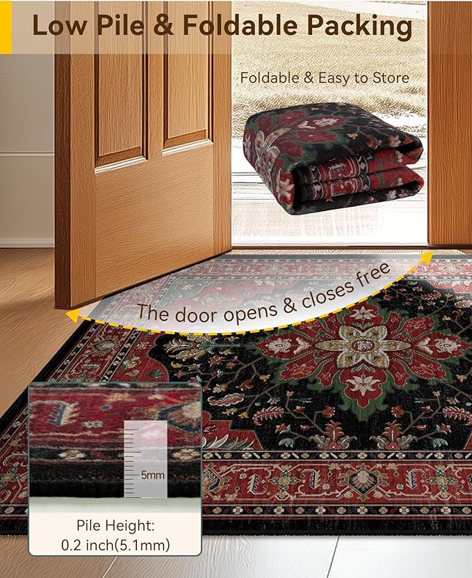 RELEANY Washable Area Rug, Square 4'x4', Water Repellent, Pet Friendly - Image 3
