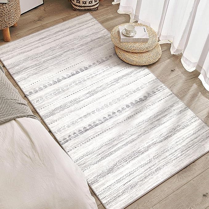 Nakagishi Boho 3x5 Area Rug Living Room Rugs Machine Washable Gray | Soft by NakagishiAreaRug