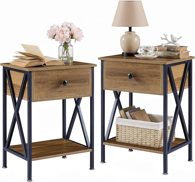 VECELO Nightstands Set of 2, Modern Bedside End Tables, Night Stands by VECELO