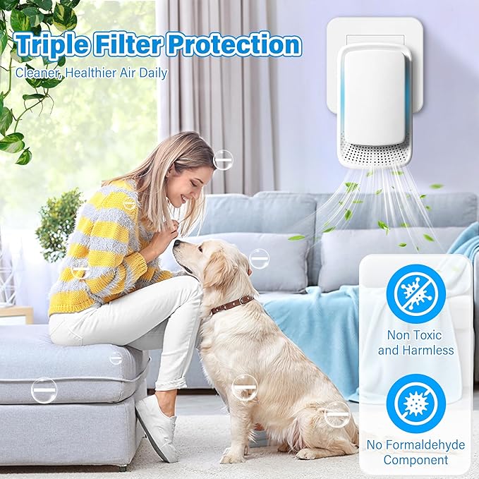 Plug-In Ionic Air Purifier 4 Pack, Silent Filterless Ionizer for Home, Bedroom, and Office – Helps Reduce Pet Odors, Dust, and Smoke