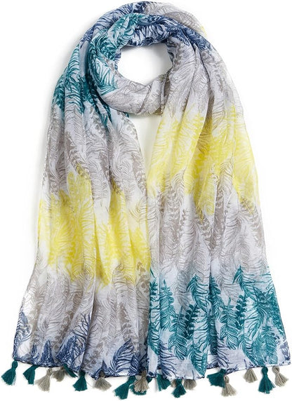 Scarf for Women Lightweight Soft Floral Leopard Printed Scarves Fall Winter Fashion Shawl Wrap with Fringe