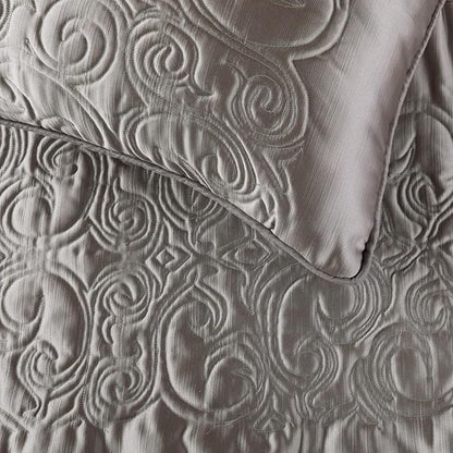 The HomeCentric Decorative Silver King 90 x 18 inch Bed Runner Without Pillow Cover, Satin Quilted Bed Scarf, Abstract Modern - Silver Soft