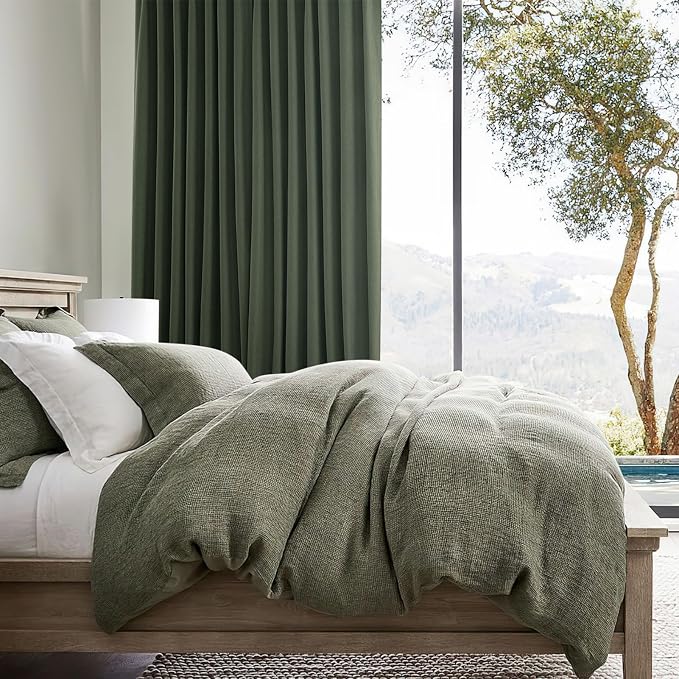 QJmydeco Blackout Curtains 95 Inches Long, Light Blocking Vintage Dark Green - Image 7