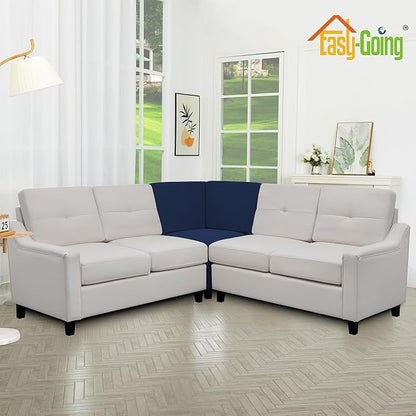 Easy-Going Stretch Sectional Corner Sofa Slipcover 1-Piece Couch Sofa Cover Furniture Protector Soft with Elastic Bottom for Kids, Pet, Spandex Jacquard Fabric Navy