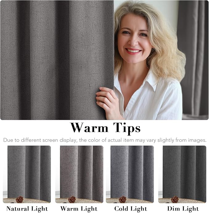 H.VERSAILTEX Linen Blackout Curtains 54 Inches Long 100% Absolutely Blackout - Image 5