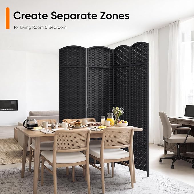 Outdoor Privacy Screen 4-Panel Folding Room Divider Space Partition | 67"H 64"W - Image 8