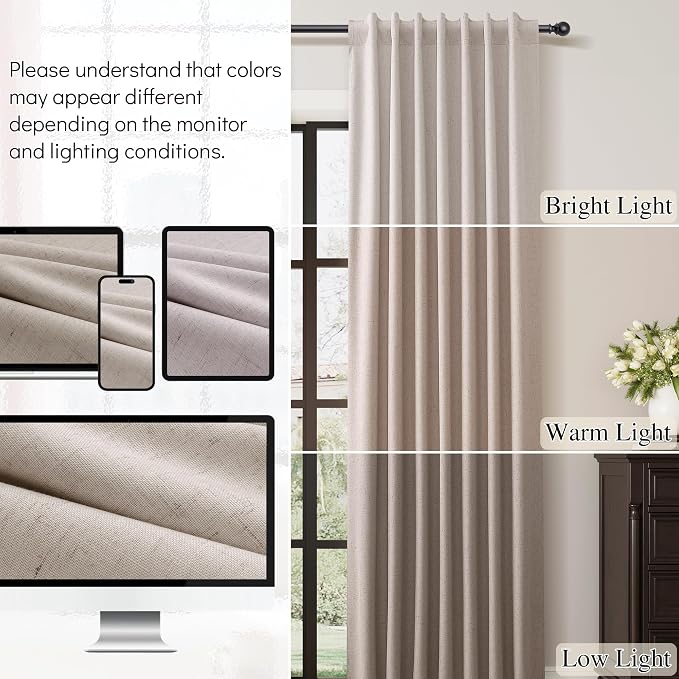 Apricot Linen 100% Blackout Curtains - Image 7