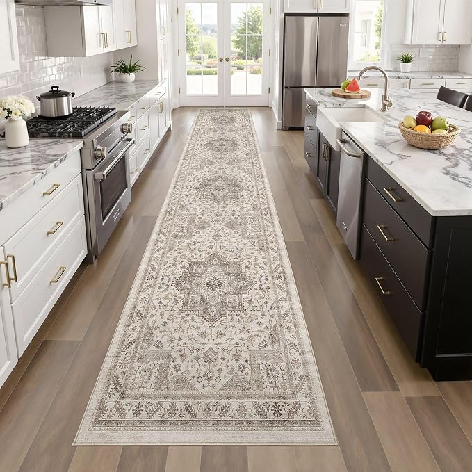 cotiled 2x6 Hallway Runner Rug for Entryway, Non-Slip Vintage, Light Brown | - Image 6