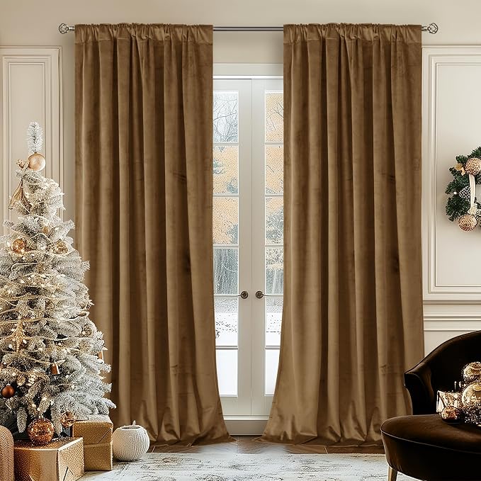 BGment Bronze Brown Velvet Curtains - Image 2