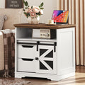 Farmhouse End Table with Charging Station, Sofa Side Table with 2 Drawers and by RALGEND