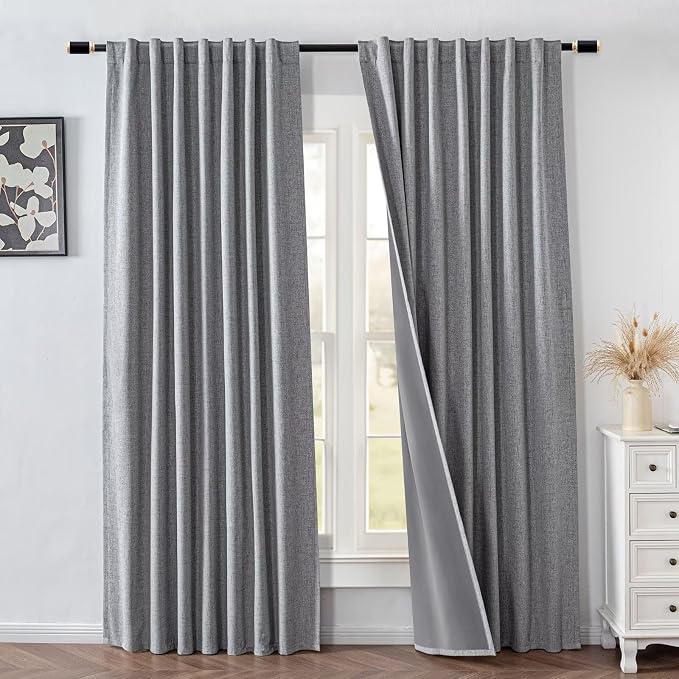 IGEMAEVE Blackout Curtains for Bedroom Rod Pocket Grey 52" W x 108" L | Living by IGEMAEVE