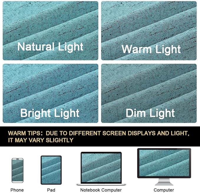 PrinceDeco 100% Blackout Linen Textured Curtains for Bedroom Teal Blue Blackout Curtains for Living Room Energy Saving Window Treatment Curtains with White Liner Vertical Blinds,52" Wide, 84" Length