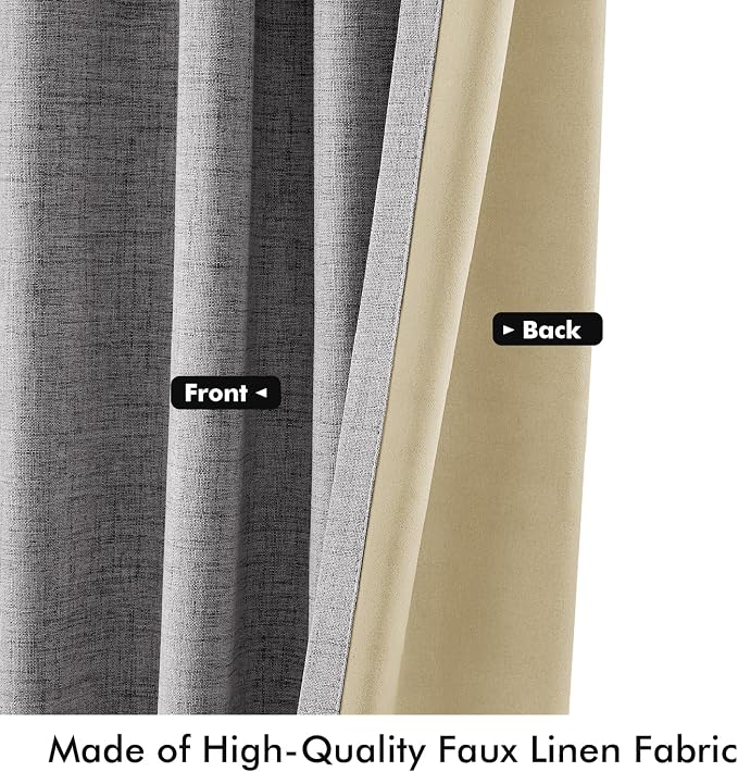 MIULEE 100% Blackout Linen Curtains 42 x 84 Inch Glacier Gray 2 Panels | - Image 6
