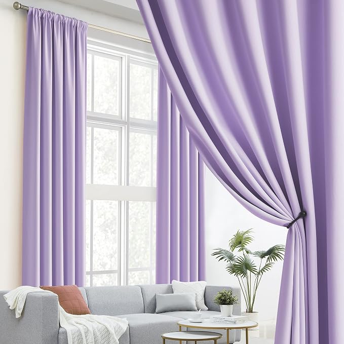 Lavender Curtains Room Darkening Curtains，Rod Pocket and Back Tab Thermal - Image 2