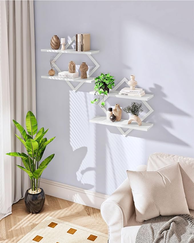 Floating Shelves, 2-Tier Hanging Shelves, Wall Shelf Set of 2, - Image 8