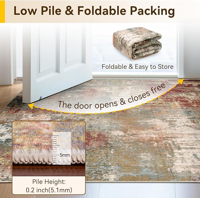 RELEANY Washable Runner 3'x6' Abstract Area Rug - Image 5