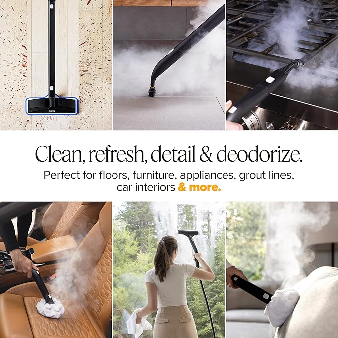 Dupray Neat Steam Cleaner with 22 Accessories, Multipurpose Steamer for home Chemical-Free Cleaning, *Kills 99.9% of Bacteria & Viruses (incl. 8 microfiber pads)