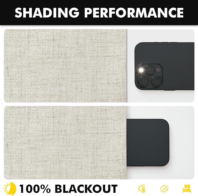 MIULEE 100% Blackout Linen Curtains 42 x 72 Inch Light Cream 2 Panels | Thermal - Image 7