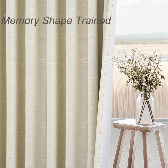 95 Inches Length Cream Colored Custom Blackout Linen Curtains Ivory Cream Pinch - Image 4