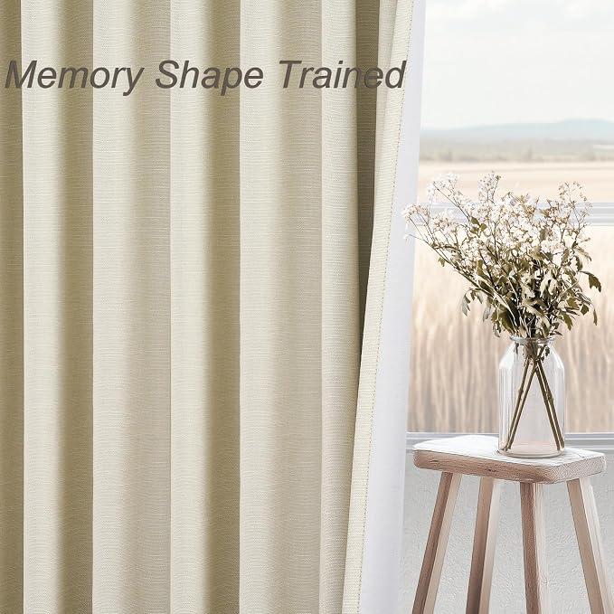 Topfinel 45 Inches Long Linen Blackout Curtains Tiers - Image 5