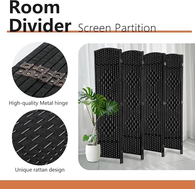 FDW Room Divider 8 Panel Folding Privacy Divider 6 Ft Indoor Wall Divider - Image 5